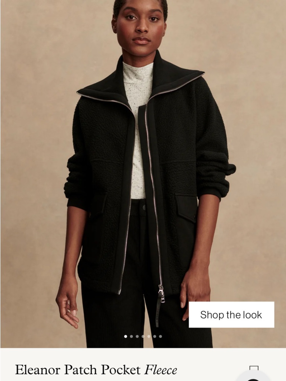 Varley Black Eleanor Patch Pocket Teddy Jacket